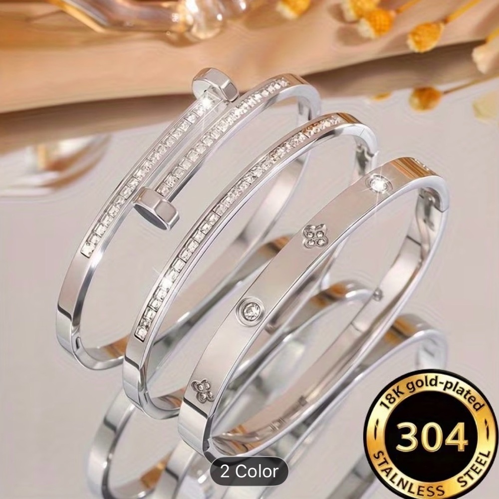 Elegant Silver Bangle Set
